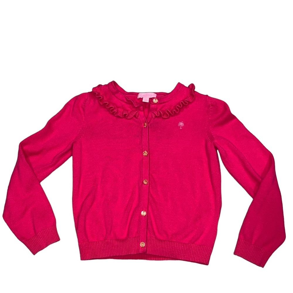 Girl’s Lilly Pulitzer Pink Ruffle Cardigan Sweater